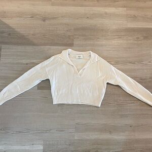 Wilfred Cream Collared Cropped Sweater